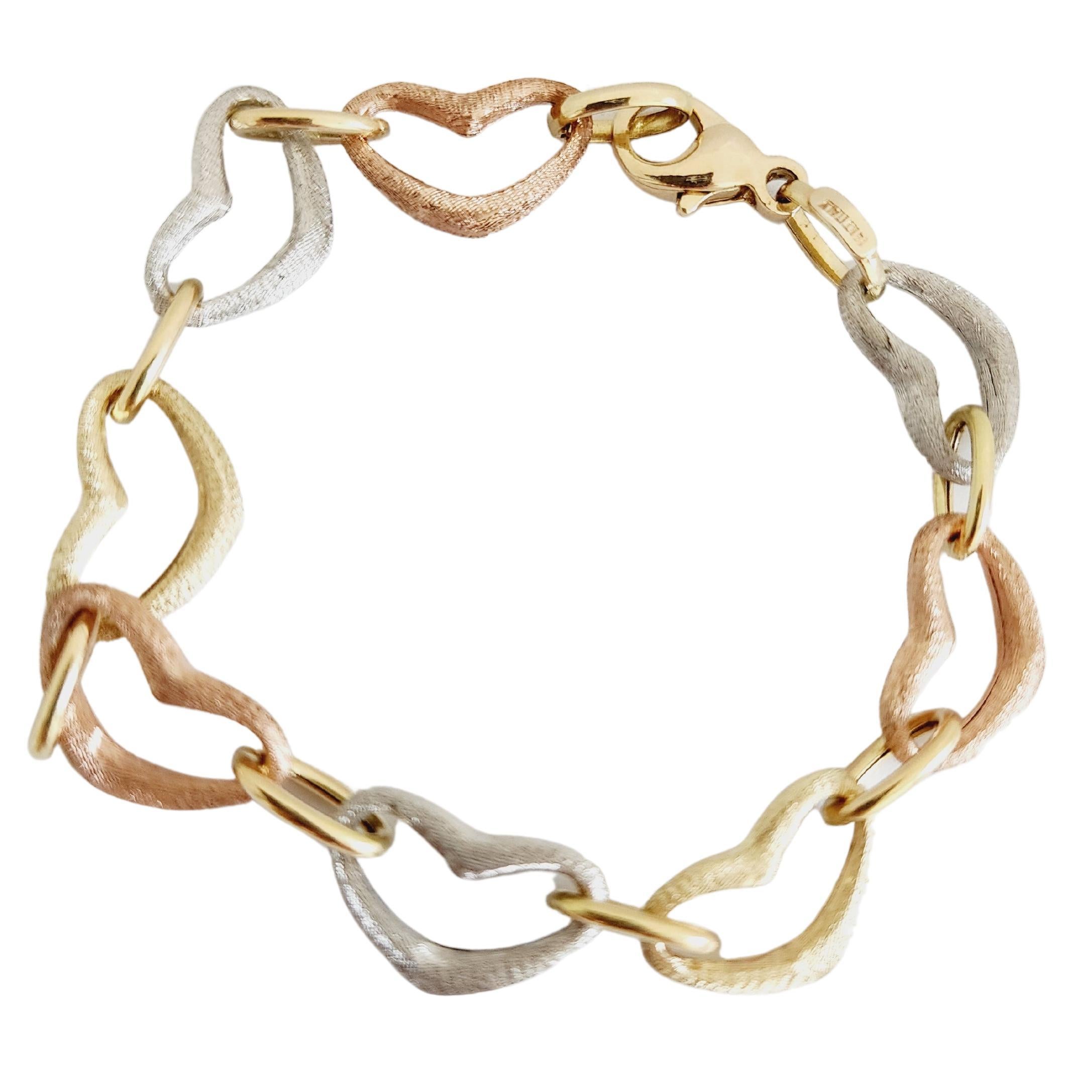 Tri color gold heart bracelet outlet