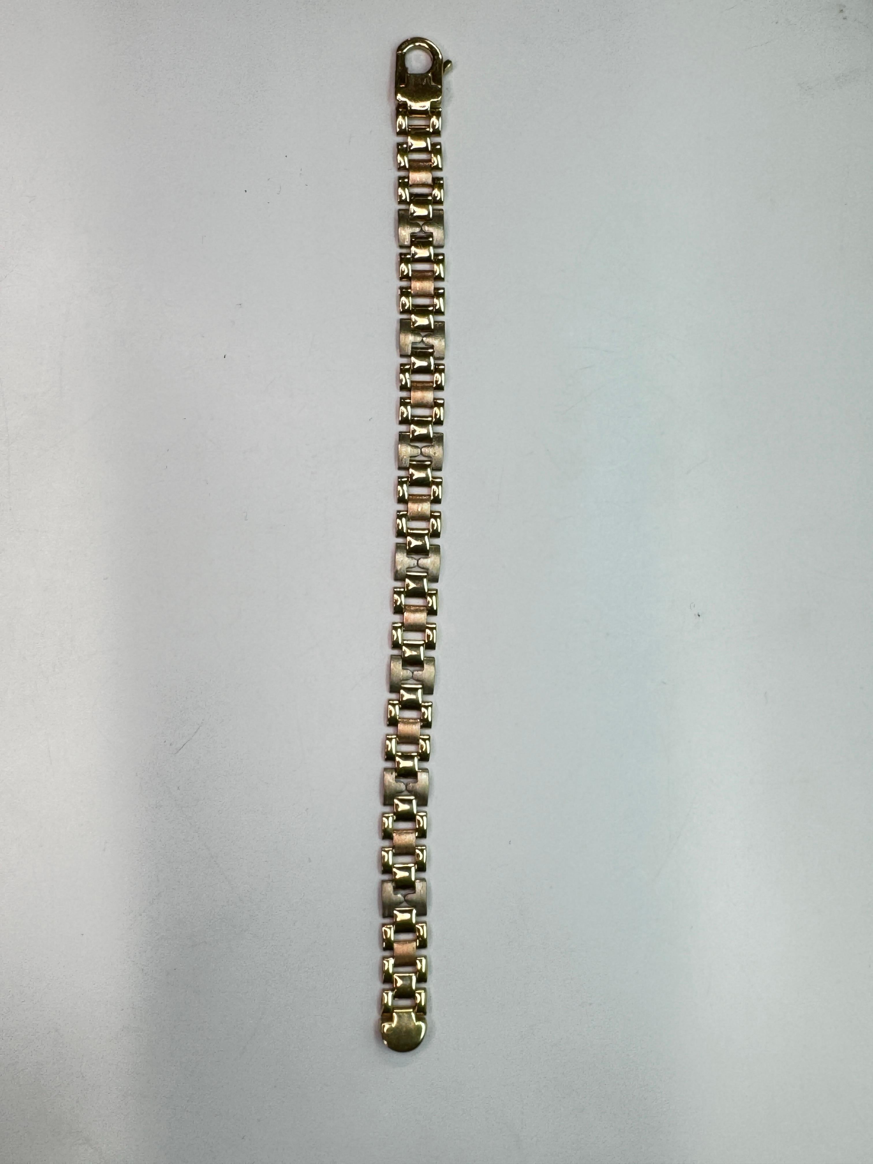 Bracelet à maillons tricolore 14 carats en vente 5