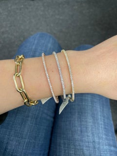 14 Karat Tri Color Yellow White Rose Gold Diamond Bangles 3.80 Cttw Flexible