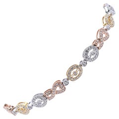 14 Karat Tri Tone Diamond Custom Link Bracelet