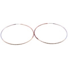 14 Karat Tri-Tone Diamond Cut Hoop Earrings