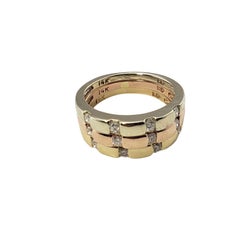 14 Karat Tricolor and Diamond Set of Three Bands