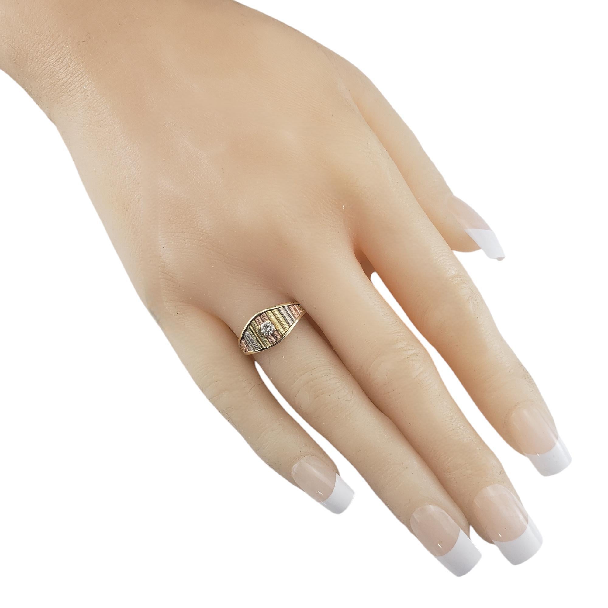 Women's 14 Karat Tricolor Gold and Diamond Ring Size 6.25 #19518
