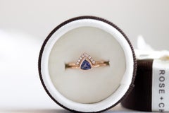 14 Karat Trillion Cut Tanzanite With Diamond Chevron Ring Set