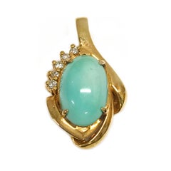 14K Gold Retro Turquoise Diamond Pendant, 4.0ct, United States, 1970s