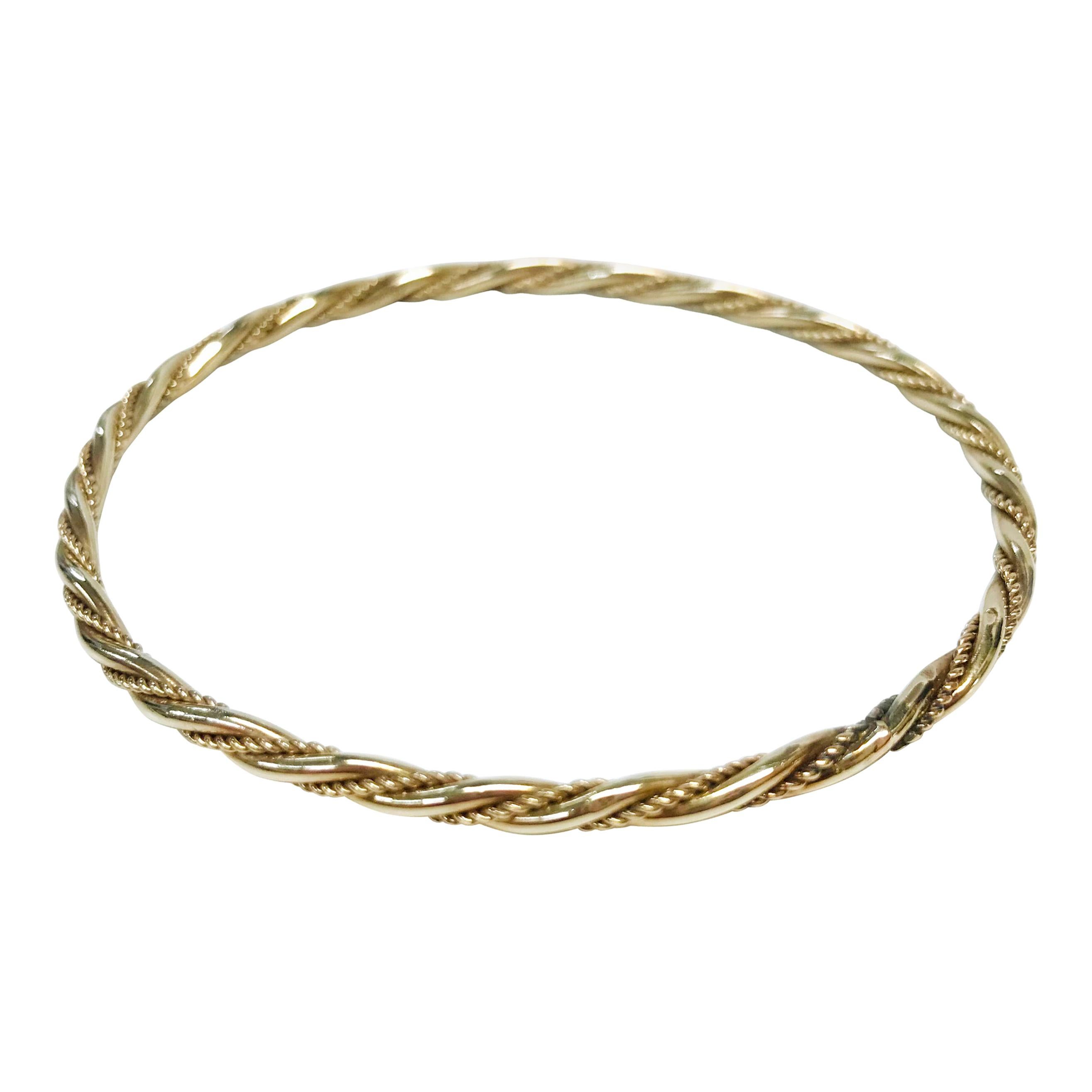 Yellow Gold Twisted Bangle For Sale