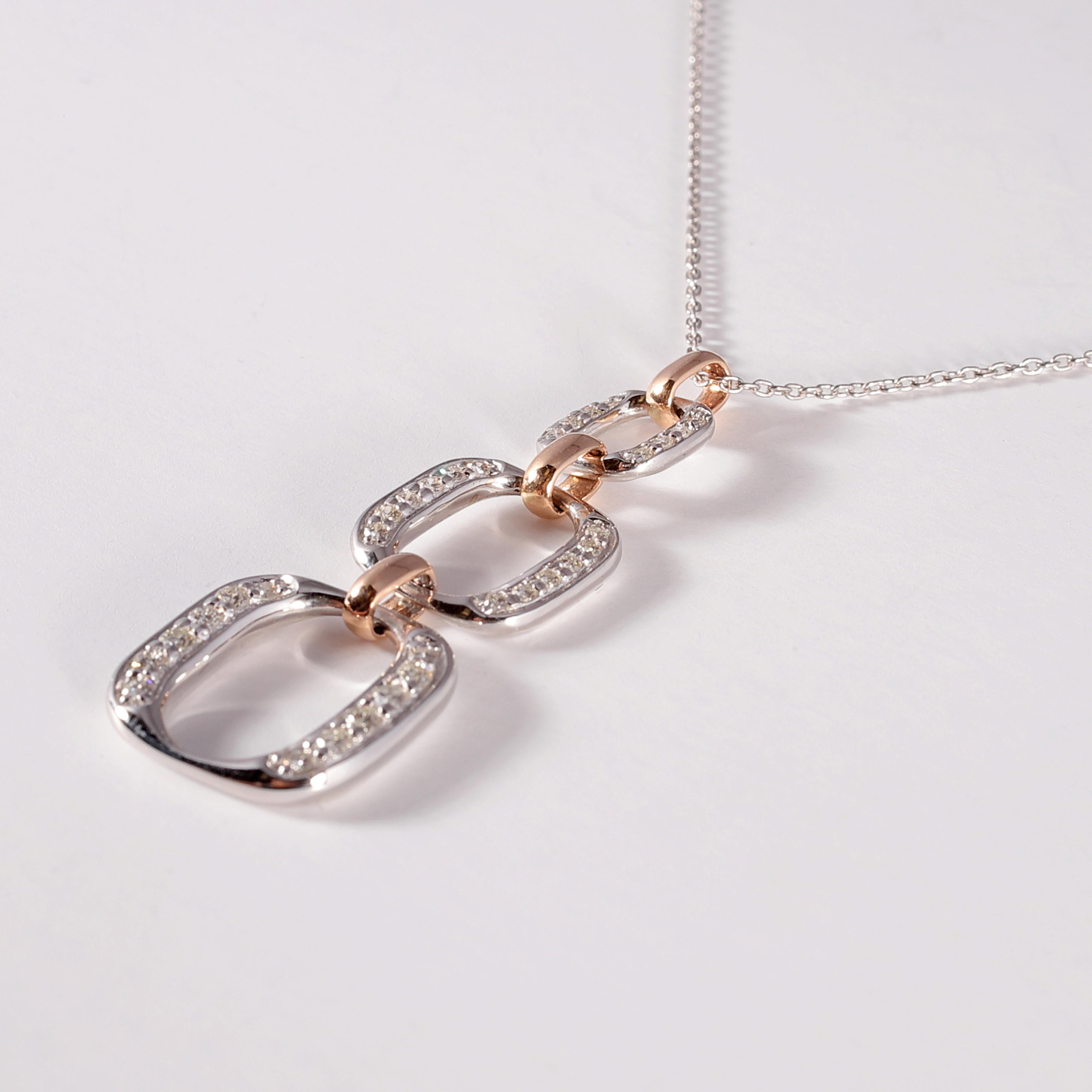 14 Karat Two-Tone 0.45 Carat Diamond Pendant Necklace In New Condition In Dallas, TX