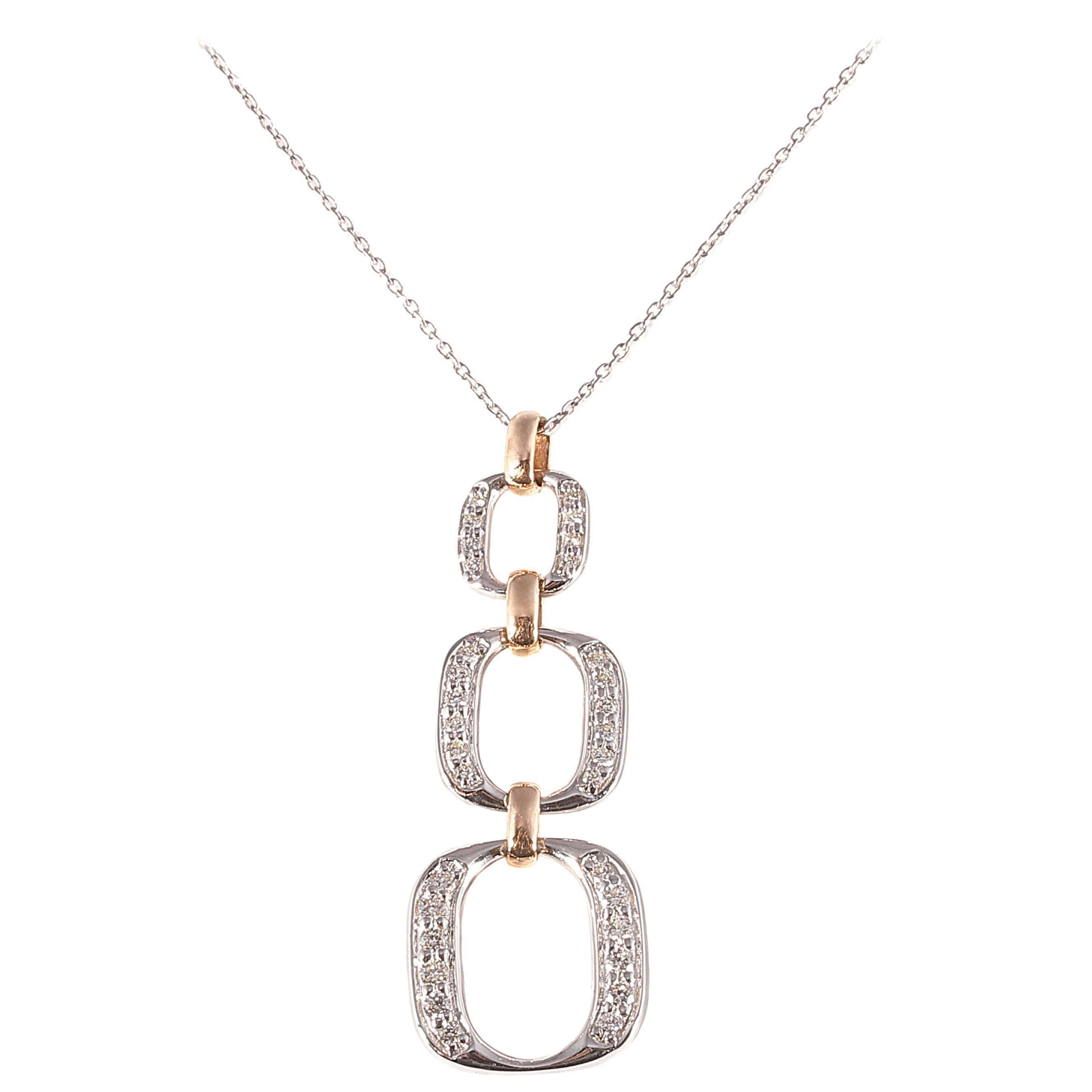 14 Karat Two-Tone 0.45 Carat Diamond Pendant Necklace