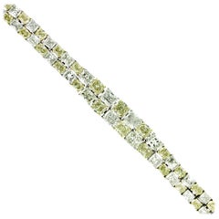14 Karat Two-Tone 32.85 Carat Fancy Yellow and White Diamond Bracelet