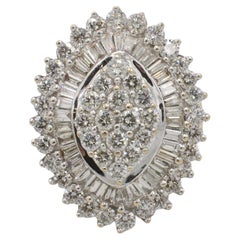 14 Karat Two-Tone 4.00 Carat Natural Diamond Cluster Cocktail Ring