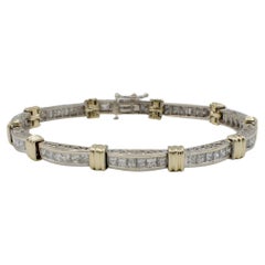 14 Karat zweifarbiges 5,50 Karat natürliches Tennisarmband mit Diamanten im Prinzessinnenschliff