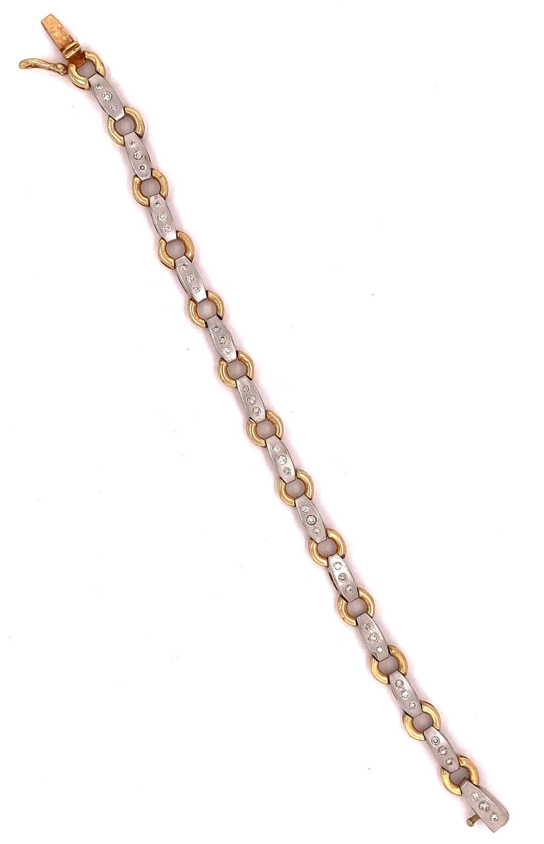 14 Karat Two-Tone Fancy Link Bracelet For Sale 4