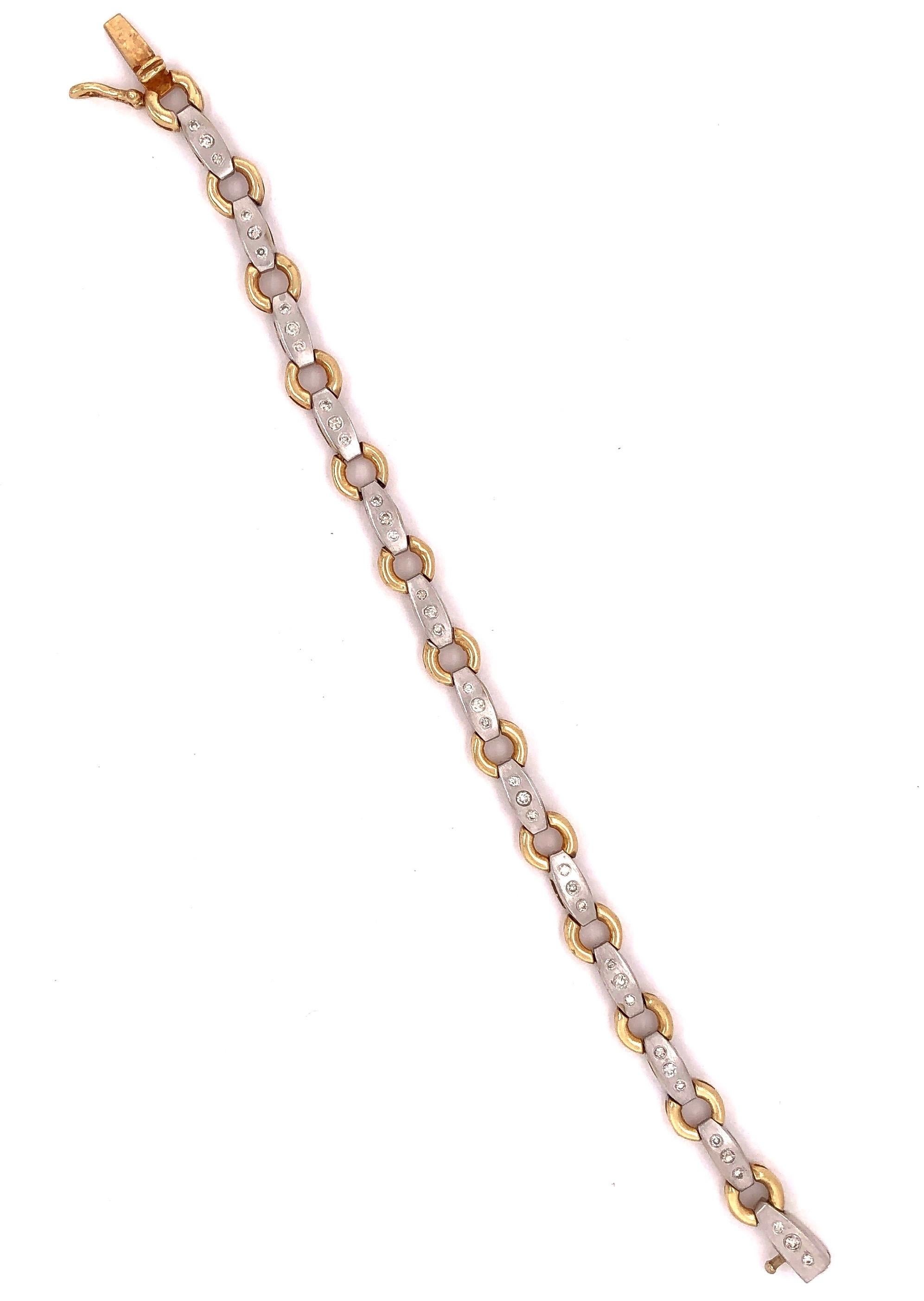 Bracelet à maillons fantaisie bicolore 14 carats en vente 5