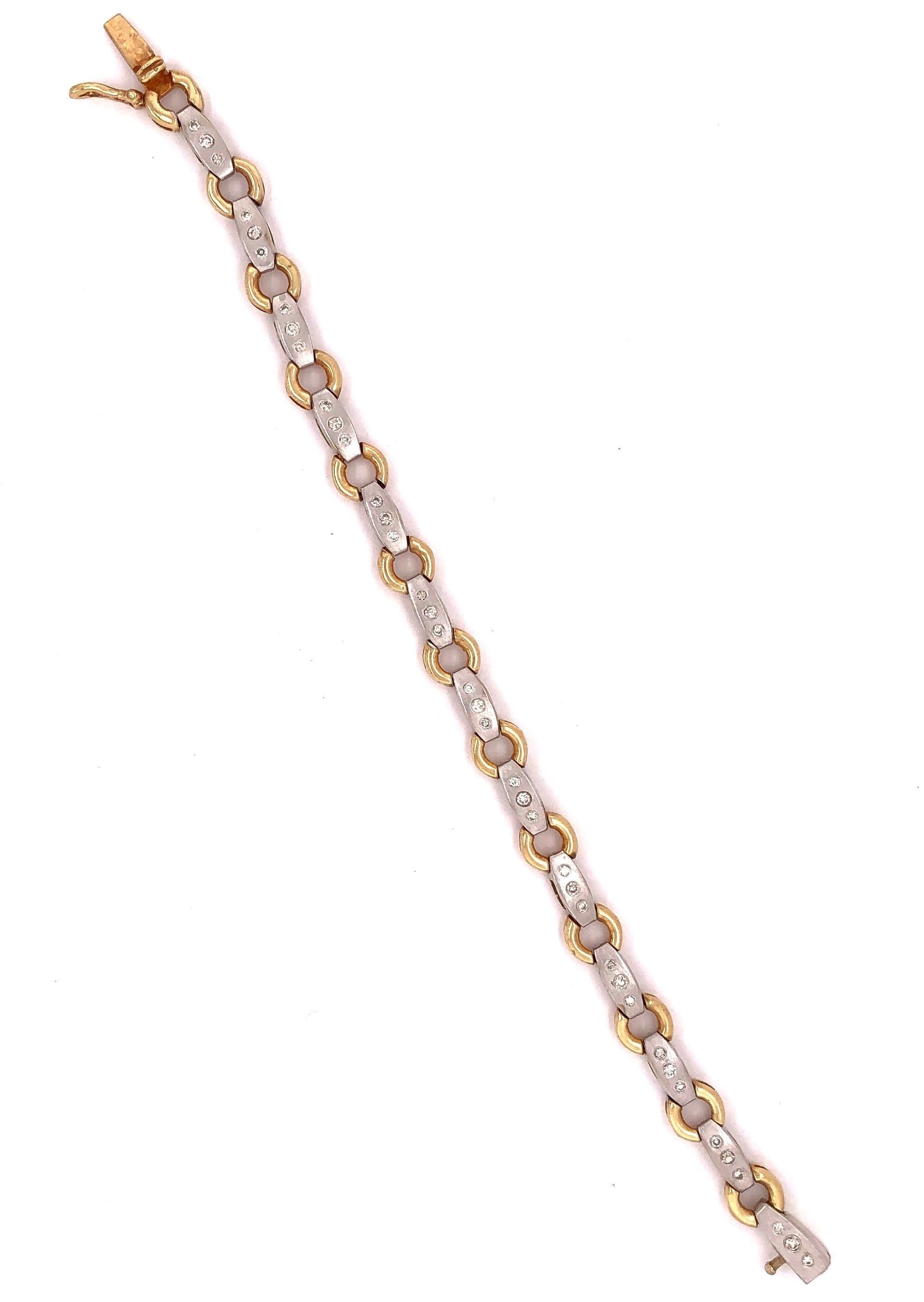 14 Karat Two-Tone Fancy Link Bracelet For Sale 5