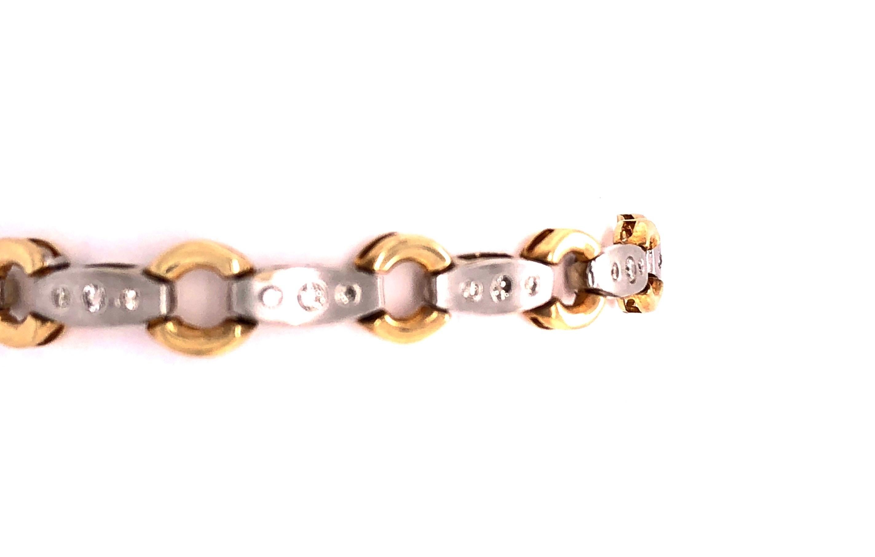 Moderne Bracelet à maillons fantaisie bicolore 14 carats en vente