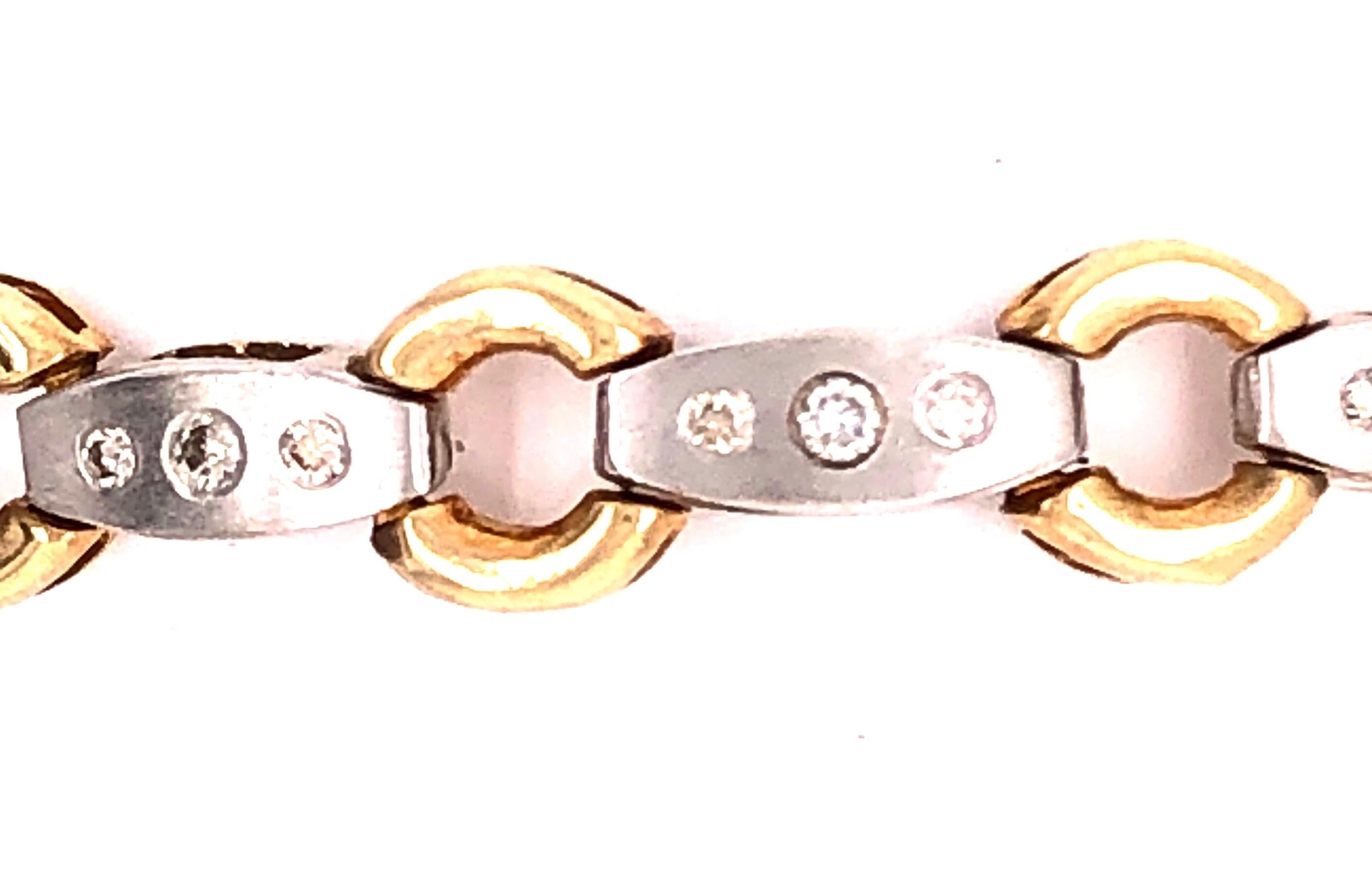 Round Cut 14 Karat Two-Tone Fancy Link Bracelet For Sale