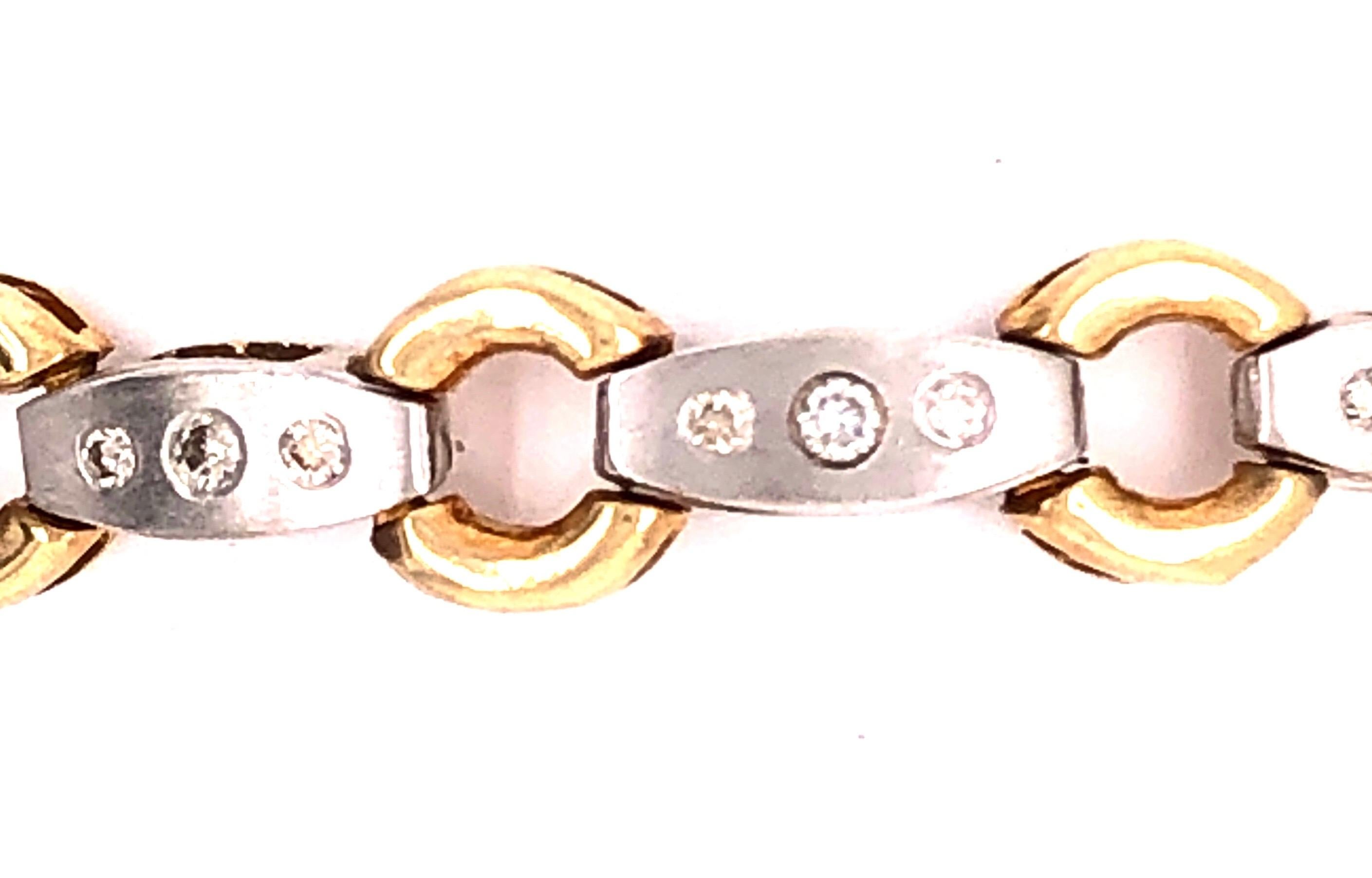 Taille ronde Bracelet à maillons fantaisie bicolore 14 carats en vente
