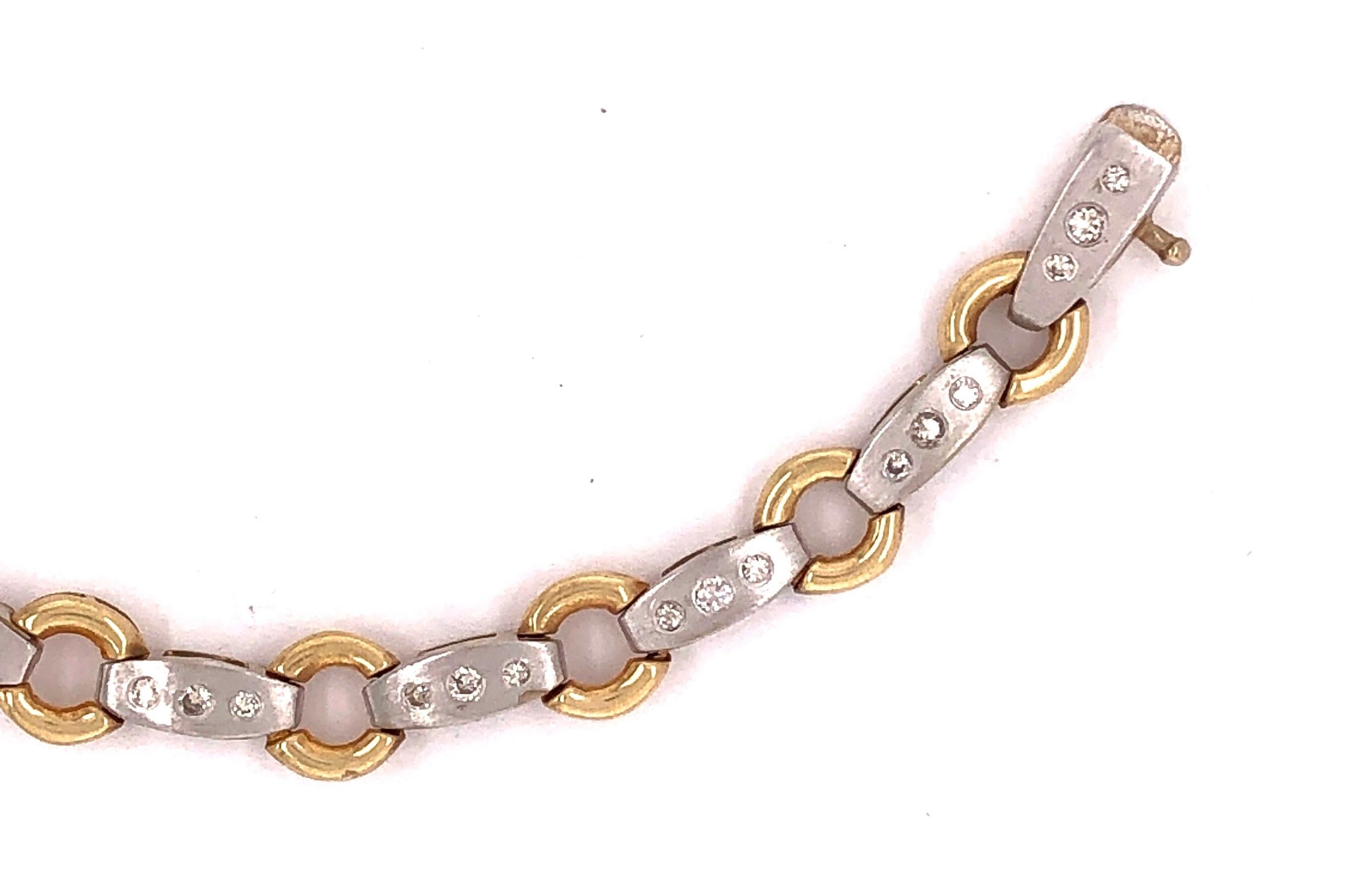 14 Karat Two-Tone Fancy Link Bracelet For Sale 1