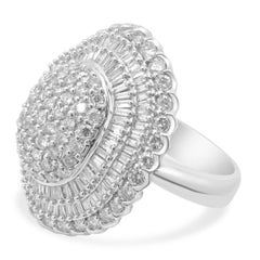 14 Karat Two-Tone Baguette & Round Brilliant Diamond Cluster Ring
