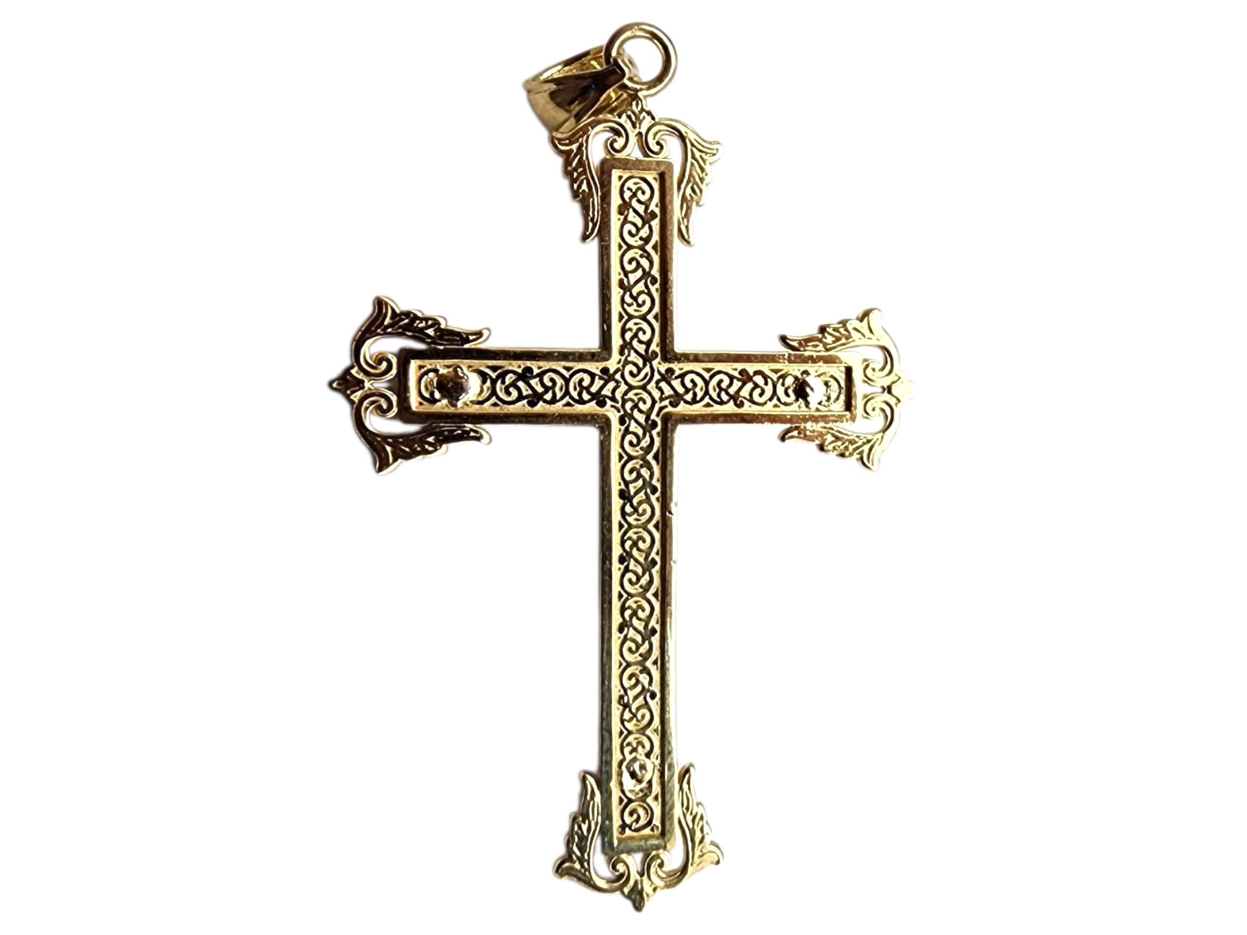 14 Karat zweifarbiger Kruzifix-Anhänger #23697 im Angebot 3