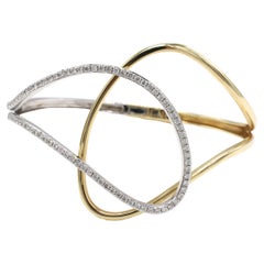 14 Karat Two-Tone Diamond .80 Carat Diamond Hinged Bangle Bracelet