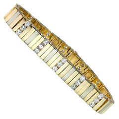 14 Karat Two-Tone Diamond Bar Bracelet