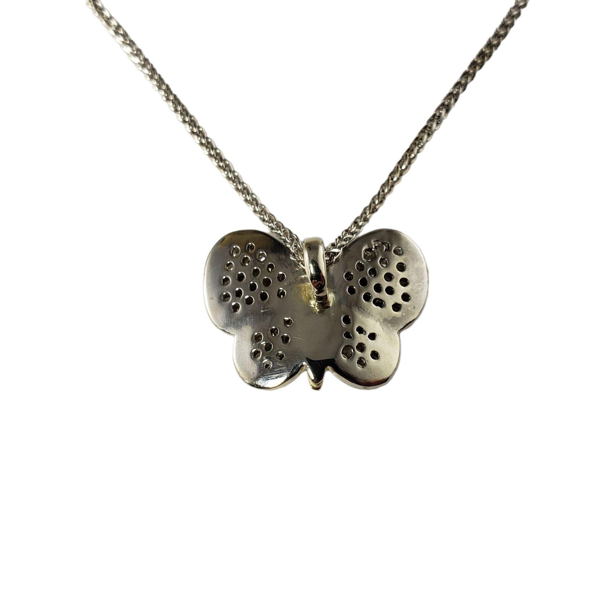 14 Karat Two Tone Diamond Butterfly Pendant Necklace #13784 For Sale 2