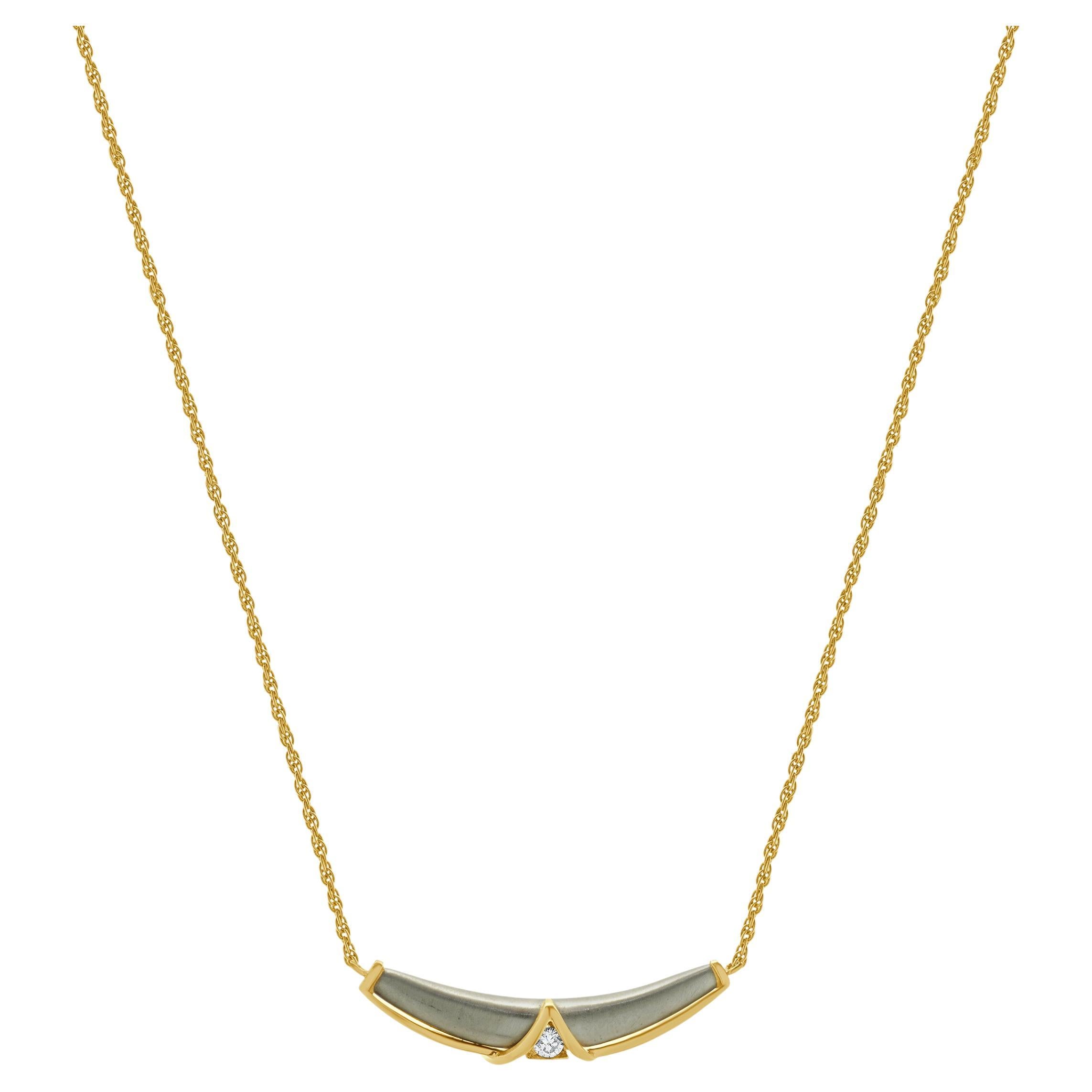 Collar Chevron de Diamantes en Dos Tonos de 14 Kilates