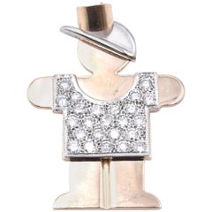 14 Karat Two-Tone Diamond Child Pendant