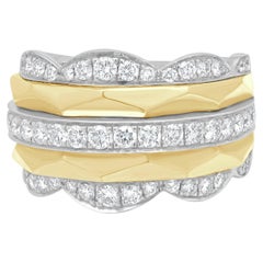 14 Karat Two-tone Diamond Fantasy Cut Bead Set Ring