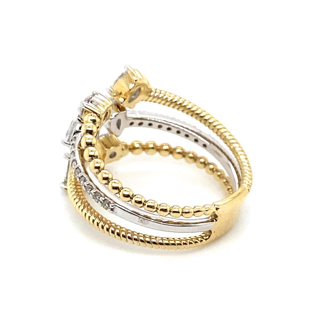 Women's 14 Karat Two-tone Diamond Fashion Ring For Sale