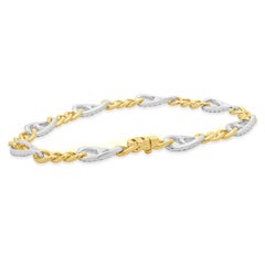 14 Karat Two Tone Diamond Gucci Link Bracelet
