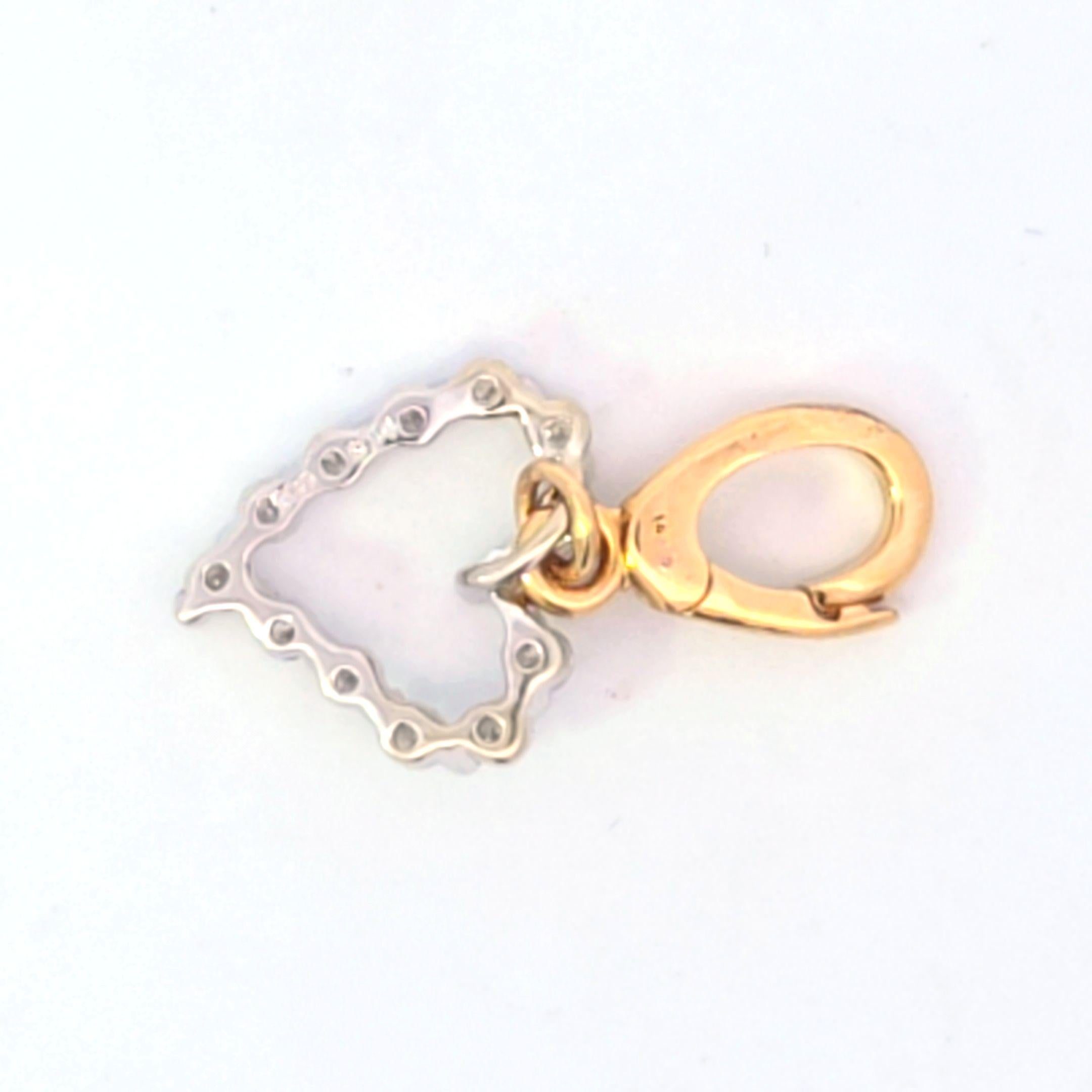 Women's or Men's 14 Karat Two Tone Diamond Heart Charm For Sale
