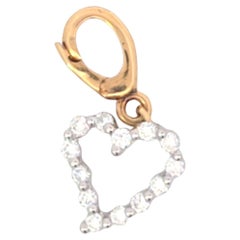14 Karat Two Tone Diamond Heart Charm (breloque en forme de coeur)
