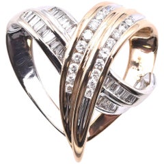 14 Karat Two-Tone Diamond Heart Slide Pendant