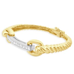 14 Karat Two- Tone Diamond Hinged Bracelet