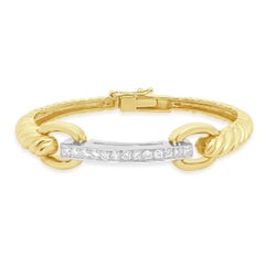 14 Karat Two- Tone Diamond Hinged Bracelet