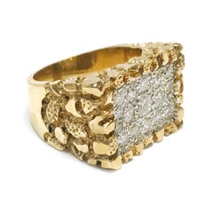 14 Karat Two-Tone Diamond Nugget Ring
