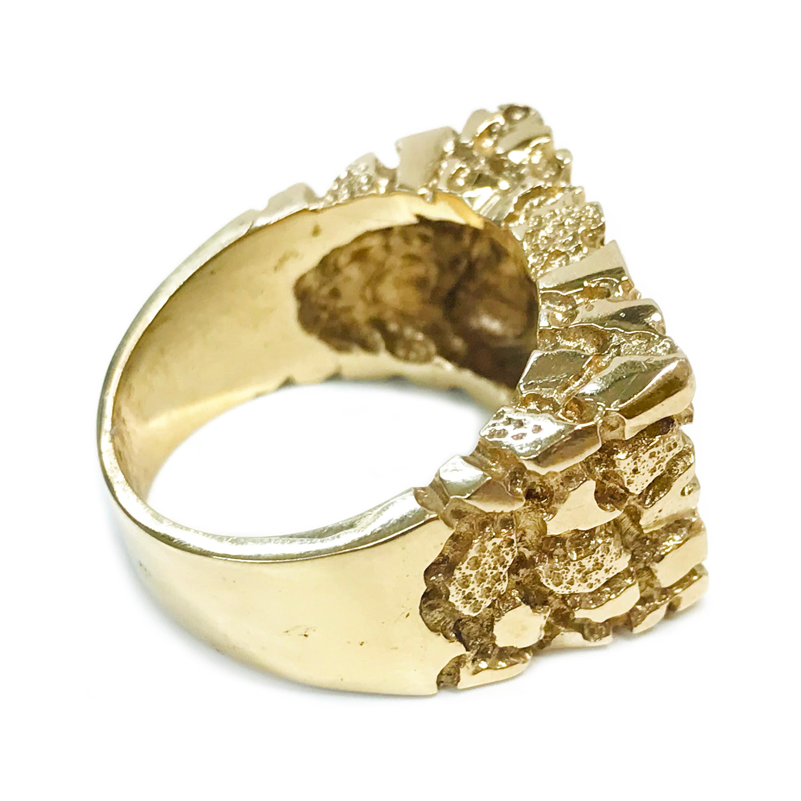 14k gold nugget ring with diamonds