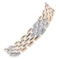 14 Karat Two-Tone Diamond Panther Link Bracelet