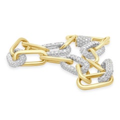 14 Karat Two-tone Diamond Paperclip Bracelet