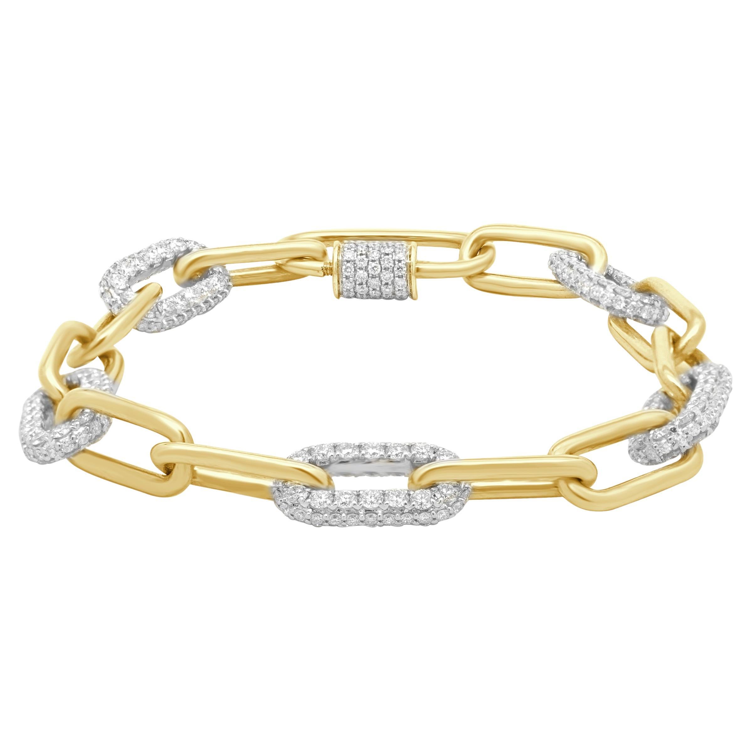 14 Karat Two-tone Diamond Paperclip Bracelet