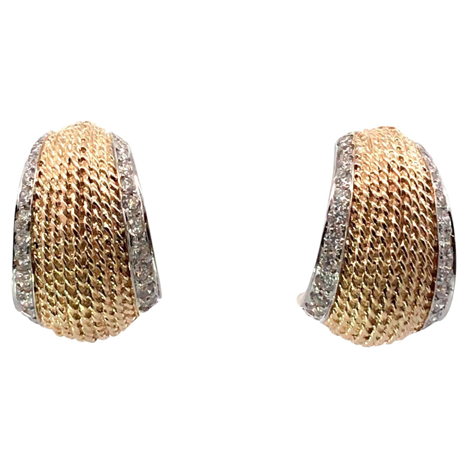 14 Karat two-tone Diamond Rope Earrings