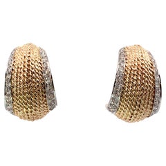 Pendientes de cuerda con diamantes en dos tonos de 14 quilates