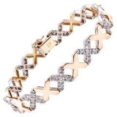 14 Karat Two-Tone Diamond X-Bracelet