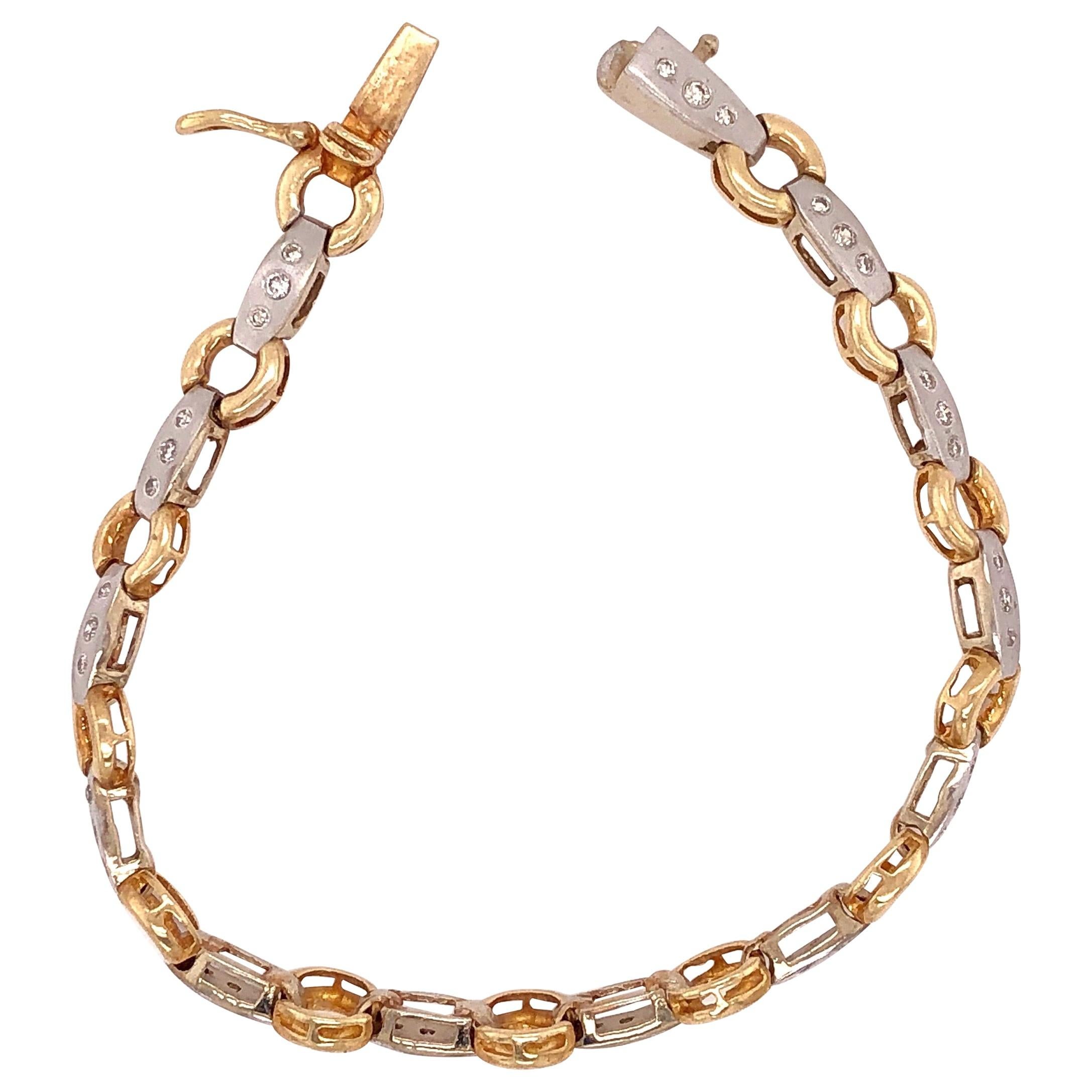 14 Karat Two-Tone Fancy Link Bracelet