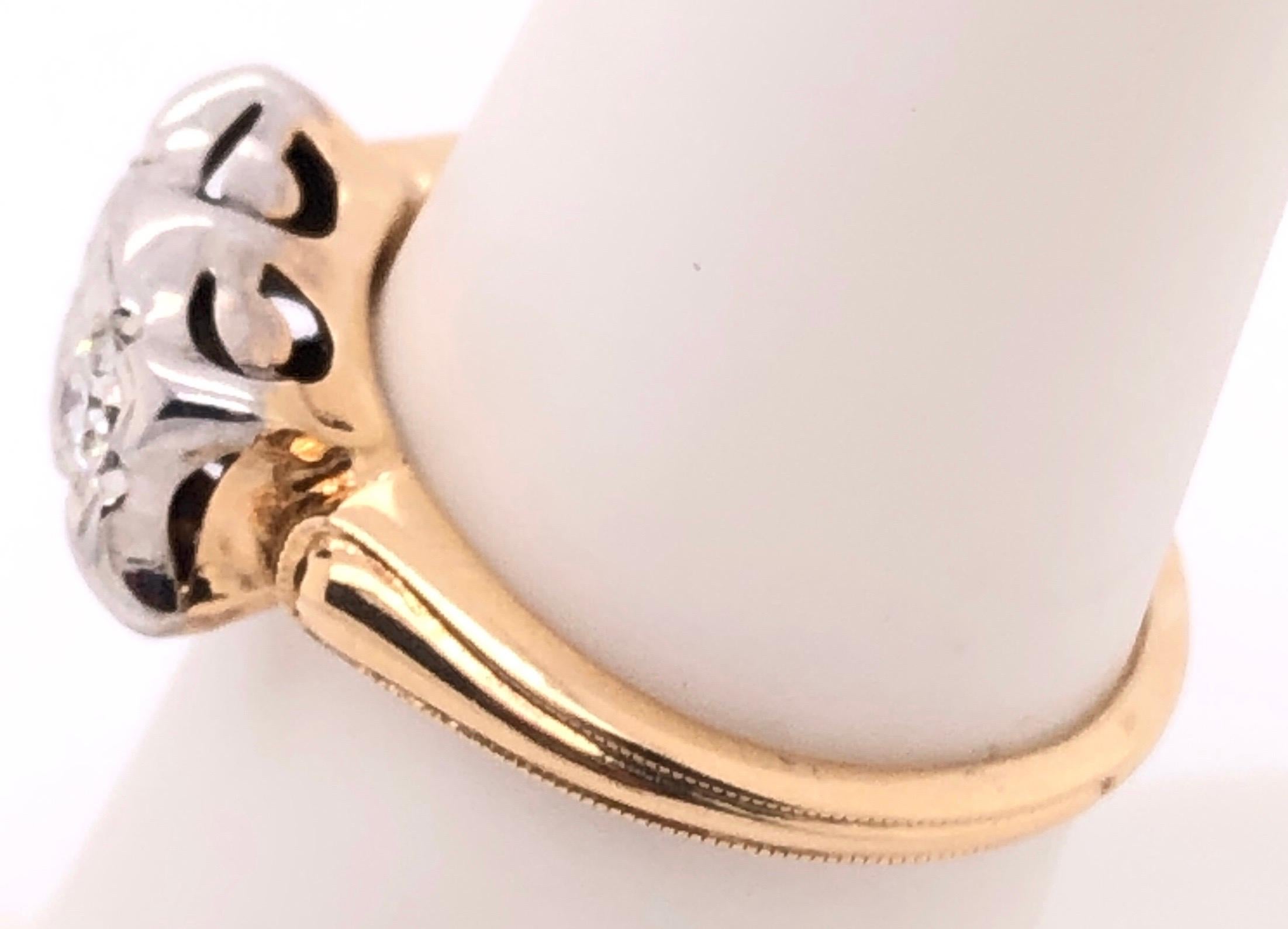 Modern 14 Karat Two-Tone Fashion Diamond Ring Engagement For Sale