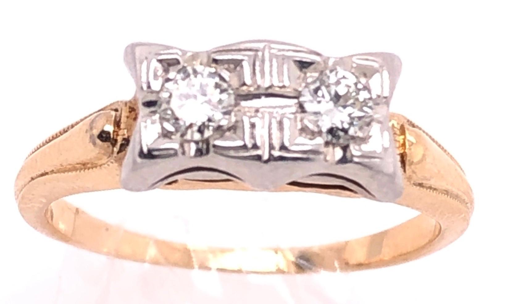 14 Karat Two-Tone Fashion Diamond Ring Engagement In Good Condition For Sale In Stamford, CT