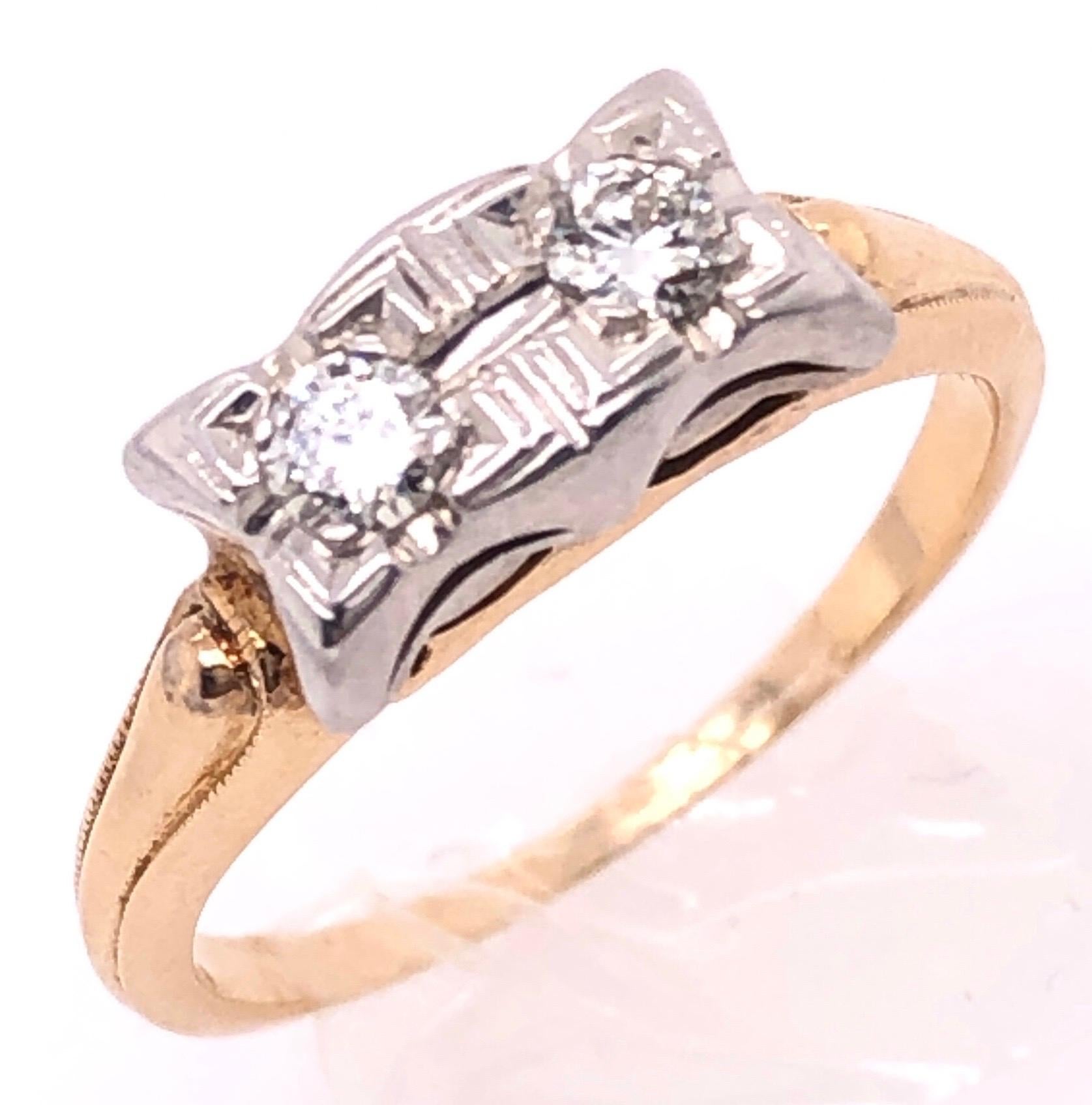 14 Karat Two-Tone Fashion Diamond Ring Engagement For Sale 2
