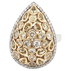 14 Karat Two-Tone Gold 1.59 Carat Natural Diamond Bubble Dome Ring Size 6.5